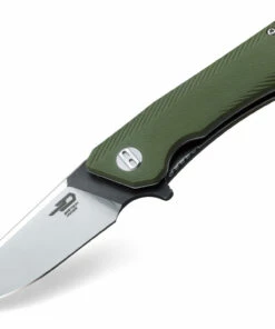Bestech BTKG10B1 Thron, 3.0" Sandvick 12C27 Black/Satin Plain Blade, Green G-10 Handle
