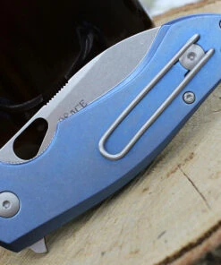 GiantMouse ACE Biblio Flipper, 2.9" Stonewashed M390 Drop Point Blade, Blue Titanium Handle -Buck Knives Sales biblio ti blue sw.2 50727.1611778154