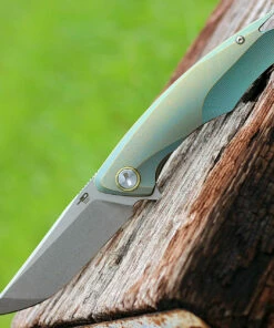 Bestech T1707A Dolphin, 3.54" CPM-S35VN Plain Blade, Gold Titanium Handle