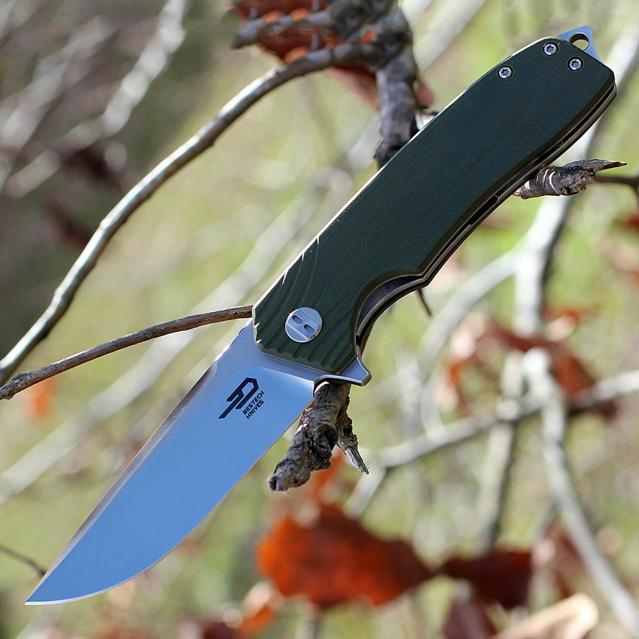 Bestech G01B Lion, 3.5" D2 Plain Blade, OD Green G-10 Handle 1 Bestech G01B Lion, 3.5" D2 Plain Blade, OD Green G-10 Handle