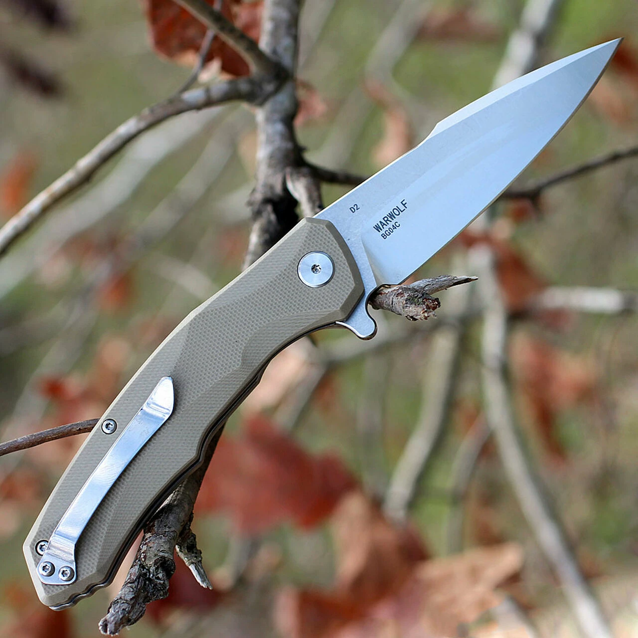 Bestech G04C Warwolf, 3.5" D2 Plain Blade, Army Green G-10 Handle 2 Bestech G04C Warwolf, 3.5" D2 Plain Blade, Army Green G-10 Handle - Image 2