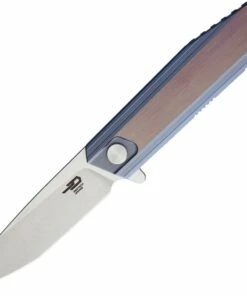 Bestech BT1701D Shogun, 3.54" CPM-S35VN Stonewash Plain Blade, Blue/Bronze Titanium Handle