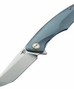 Bestech T1707B Dolphin, 3.54" CPM-S35VN Plain Blade, Blue Titanium Handle