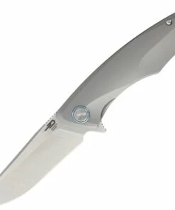 Bestech BT1707C Dolphin, 3.54" CPM-S35VN Stonewash Plain Blade, Gray Titanium Handle