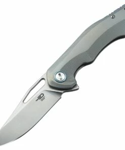 Bestech BT1708B Tercel, 3.5" CPM-S35VN Stonewash Plain Blade, Gray Titanium Handle