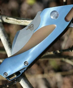 Bestech T1710B Imp, 2" CPM-S35VN Plain Blade, Blue Titanium Handle w/Bronze Inlay -Buck Knives Sales btkt1710b.2 42169.1566586003