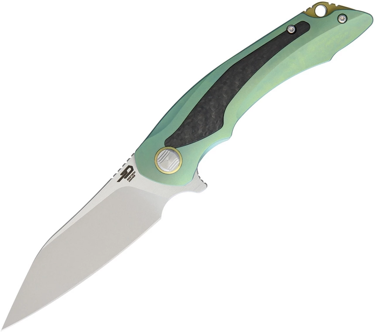 Bestech T1801B Pterodactyl, 3.6" CPM-S35VN Plain Blade, Green Titanium/Carbon Fiber Handle 1 Bestech T1801B Pterodactyl, 3.6" CPM-S35VN Plain Blade, Green Titanium/Carbon Fiber Handle