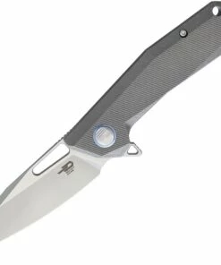 Bestech T1802A Shrapnel, 3.5" CPM-S35VN Plain Blade, Gray Titanium Handle