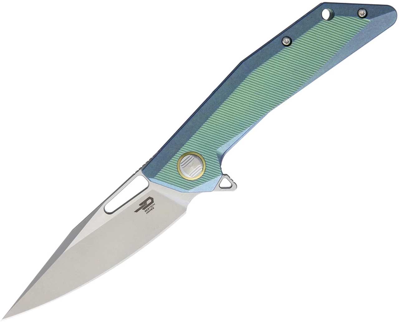 Bestech T1802B Shrapnel, 3.5" CPM-S35VN Plain Blade, Green Titanium Handle 1 Bestech T1802B Shrapnel, 3.5" CPM-S35VN Plain Blade, Green Titanium Handle