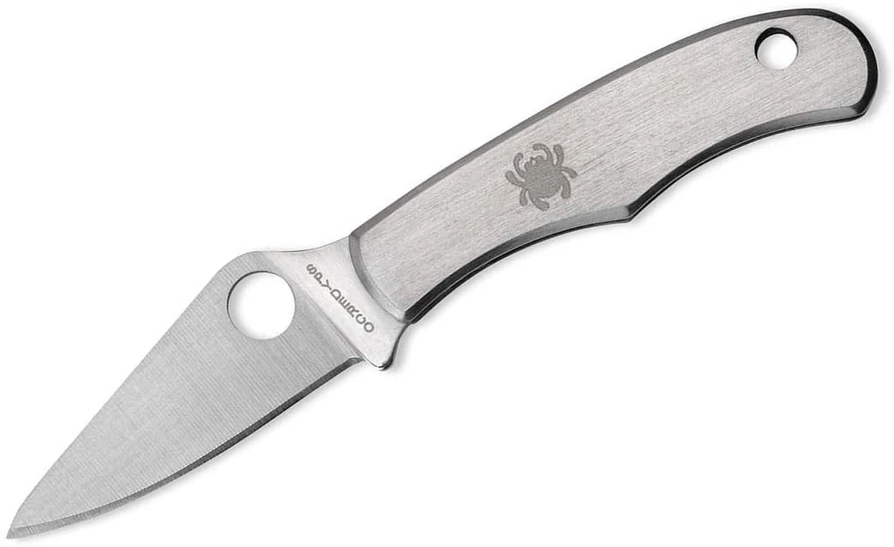 Spyderco Knives Spyderco Bug Knife C133P, 1.27" 3Cr Plain Blade, Stainless Handle 1 Spyderco Knives Spyderco Bug Knife C133P, 1.27" 3Cr Plain Blade, Stainless Handle