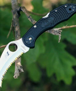 Spyderco Knives Spyderco Tasman Salt 2 FRN Black C106SBK2, 2.80 " H-1 Serrated Blade