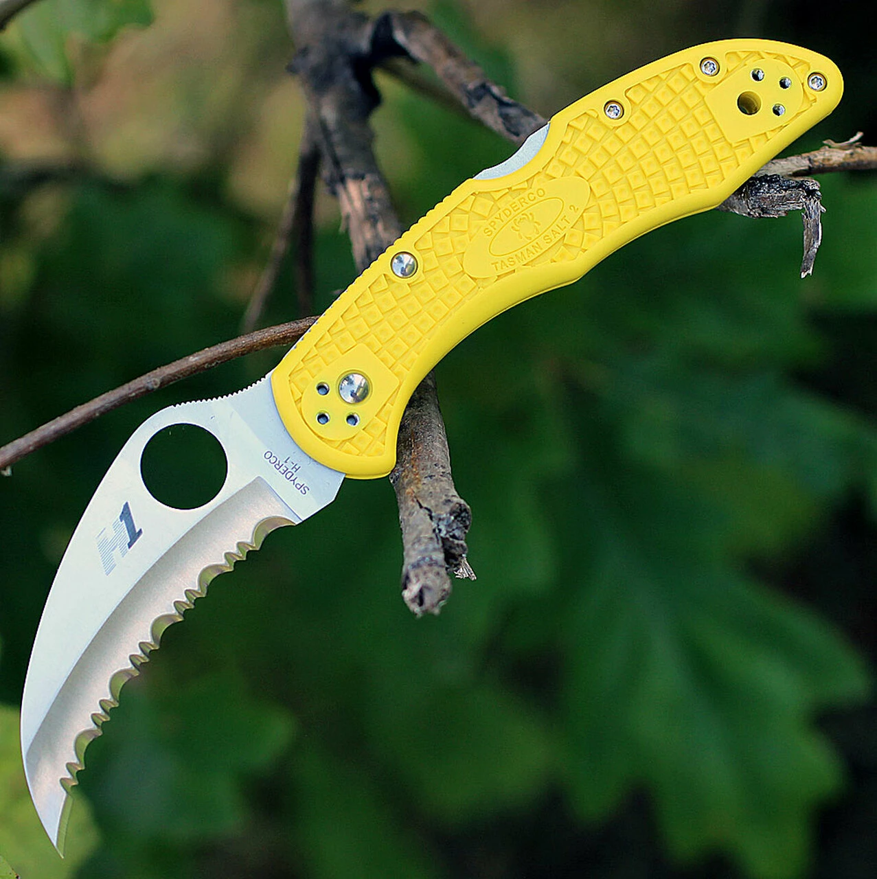 Spyderco Knives Spyderco Tasman Salt 2 FRN Yellow C106SYL2, 2.80 " H-1 Serrated Blade 1 Spyderco Knives Spyderco Tasman Salt 2 FRN Yellow C106SYL2, 2.80 " H-1 Serrated Blade