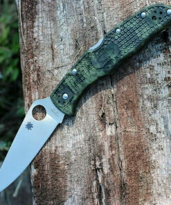 Spyderco Knives Spyderco C10ZFPGR Zome Endura 4, 3.75" Flat Ground Blade, Zome Green FRN Handle