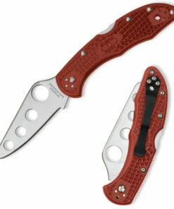 Spyderco Knives Spyderco C11TR Delica 4 Trainer, 2.75" AUS-6 Blunt Edge, Red FRN Handle