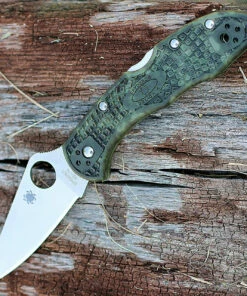 Spyderco Knives Spyderco C11ZFPGR Zome Delica 4, 2.9" Flat Ground Blade, Zome Green FRN Handles