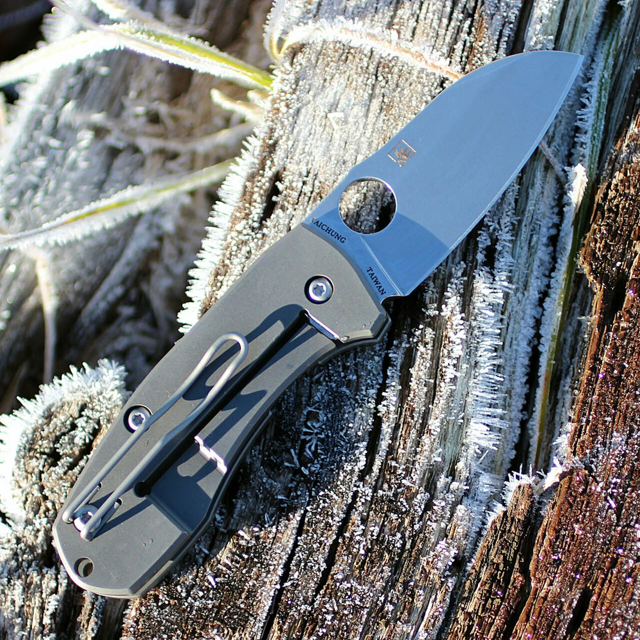 Spyderco Knives Spyderco C158TIP2 Techno 2, CTS-XHP Plain Blade, Titanium Handle 2 Spyderco Knives Spyderco C158TIP2 Techno 2, CTS-XHP Plain Blade, Titanium Handle - Image 2