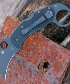 Spyderco Knives Spyderco Karahawk G-10 Black C170GBBKP, 2.29 in. Black VG-10 Plain Blade