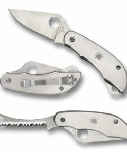 Spyderco Knives Spyderco ClipiTool Plain & Serrated C176P&S, 8Cr13MoV Steel, Stainless Steel Handle
