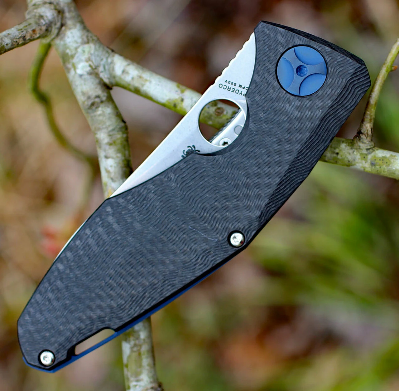 Spyderco Knives Spyderco C235CFTIP Drunken, 3.5" CPM-S90V Plain Blade, Carbon Fiber/Titanium Handles 3 Spyderco Knives Spyderco C235CFTIP Drunken, 3.5" CPM-S90V Plain Blade, Carbon Fiber/Titanium Handles - Image 3