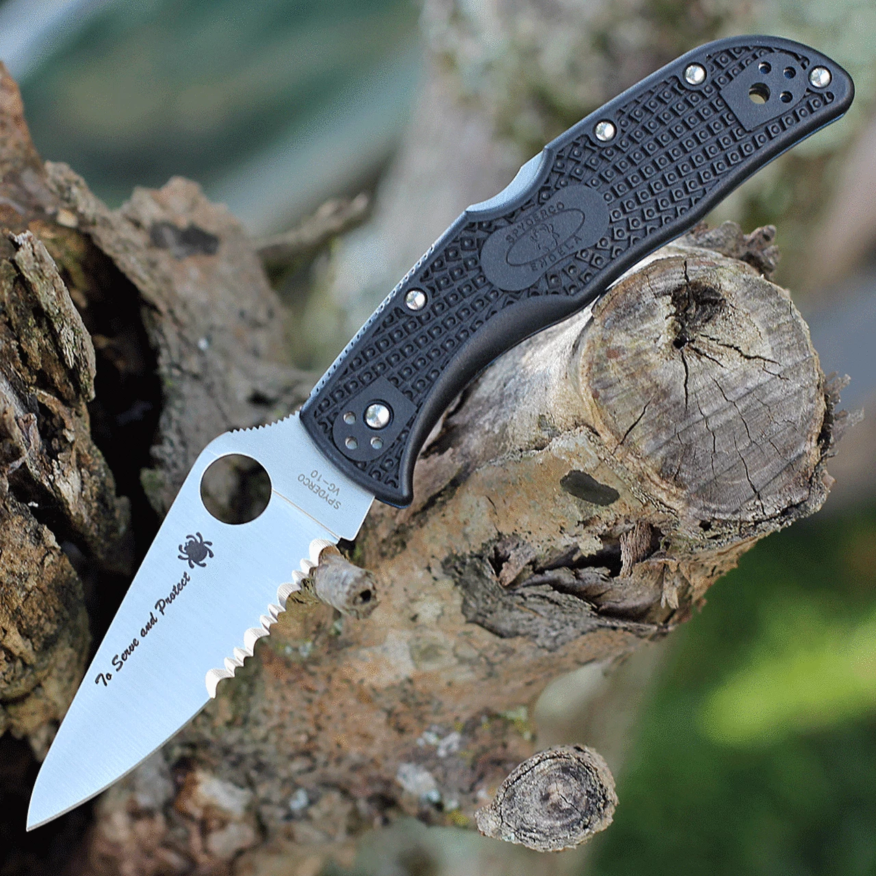 Spyderco Knives Spyderco Endela Thin Blue Line - Black FRN (3.41" VG-10 Combo) C243FPSBKBL 1 Spyderco Knives Spyderco Endela Thin Blue Line - Black FRN (3.41" VG-10 Combo) C243FPSBKBL