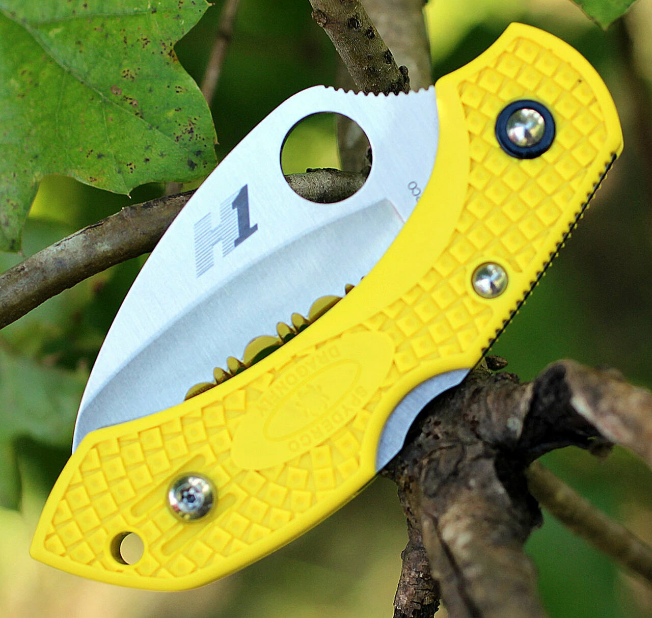 Spyderco Knives Spyderco Dragonfly2 Hawkbill Salt C28SYL2HB, 2.3 in. H-1 Serrated Blade, Yellow FRN Handle 4 Spyderco Knives Spyderco Dragonfly2 Hawkbill Salt C28SYL2HB, 2.3 in. H-1 Serrated Blade, Yellow FRN Handle - Image 4
