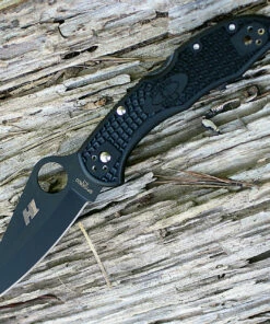 Spyderco Knives Spyderco Salt 2 All Black Lightweight C88PBBK2, 3.0" H-1 Black Plain Blade, FRN Handle