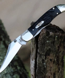 Case 60442 A/O Mid-Folding Hunter, Rough Black Synthetic Handle (61265AC SS)