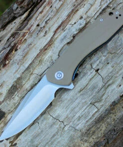 CIVIVI Knives CIVIVI Baklash C801B, 3.5” 9Cr18MoV Satin Drop Point Plain Blade, Tan G-10 Handles