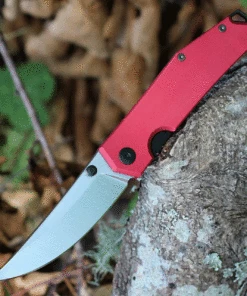 GiantMouse Giant Mouse Ace Clyde-Red-Alu, 3.0" N690 Steel Satin Plain Blade, Red Aluminum Handle