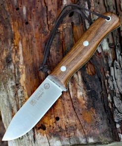 Joker BS9 Campero Bushcraft Knife CN112, 4.14" Mova 1.4116 SS. , Walnut Handle, Leather Sheath