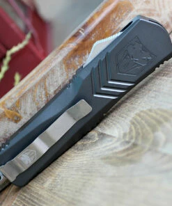 CobraTec Gray FS-X OTF Knife CTKLGRYFS-XLDAG1SS, 3.75" D2 Steel Dagger Serrated Blade, Gray Aluminum Handle -Buck Knives Sales ctklgryfsx 08184.1583263975