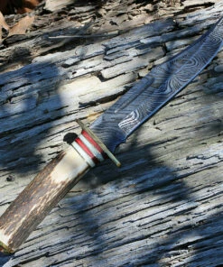 Damascus Blade Knife Damascus 1043 El Dorado Skinner, 6" Damascus Plain Blade, Round Stag Handle -Buck Knives Sales dm1043.1 17264.1566586038