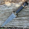 Damascus Blade Knife Damascus 1113 Dirk, 7" Damascus Plain Blade, Black Pakkawood Handle