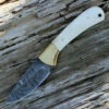 Damascus Blade Knife Damascus 1129 Small Skinner, 3" Damascus Plain Blade, Natural Bone Handle
