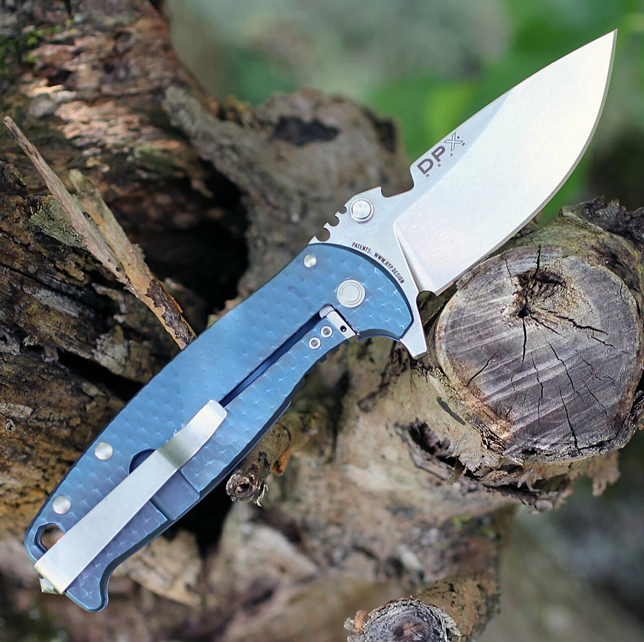 DPx Gear H.E.S.T/F 3.0 3D Ti Flipper DPXHSF010, 3.15" M390 Stonewash Plain Blade, 3D Blue Tianium Handle 2 DPx Gear H.E.S.T/F 3.0 3D Ti Flipper DPXHSF010, 3.15" M390 Stonewash Plain Blade, 3D Blue Tianium Handle - Image 2