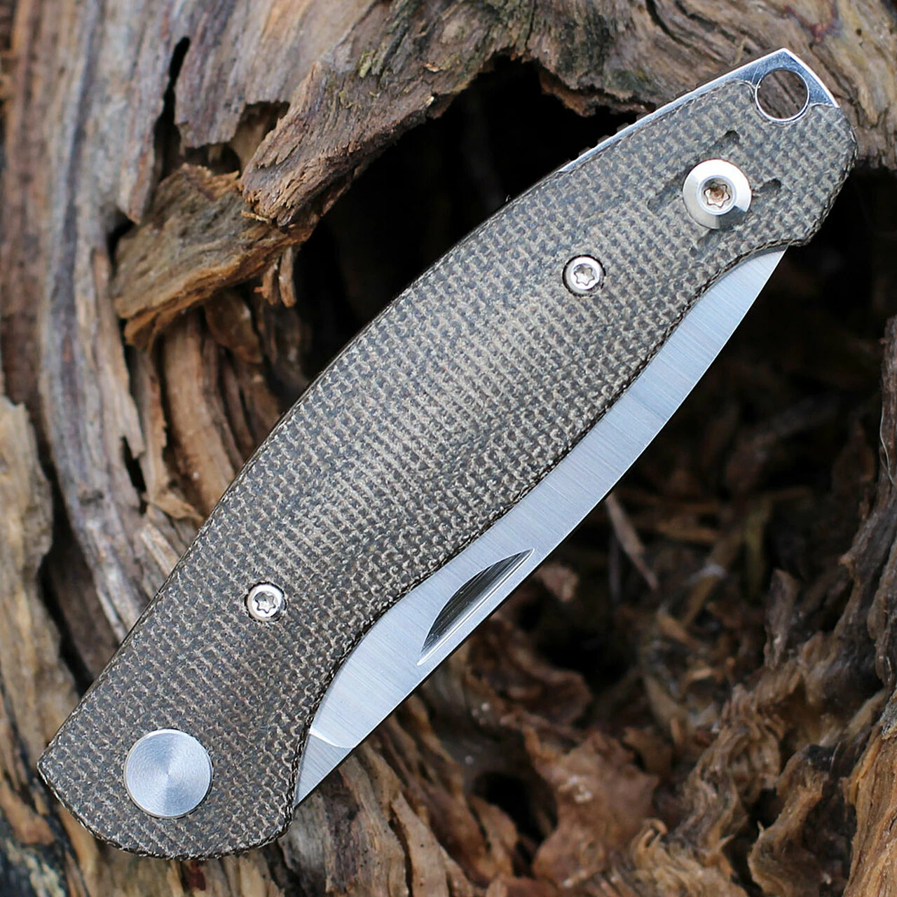 GiantMouse ACE Farley Slipjoint - Green Canvas Micarta (2.8" M390 Satin) 3 GiantMouse ACE Farley Slipjoint - Green Canvas Micarta (2.8" M390 Satin) - Image 3