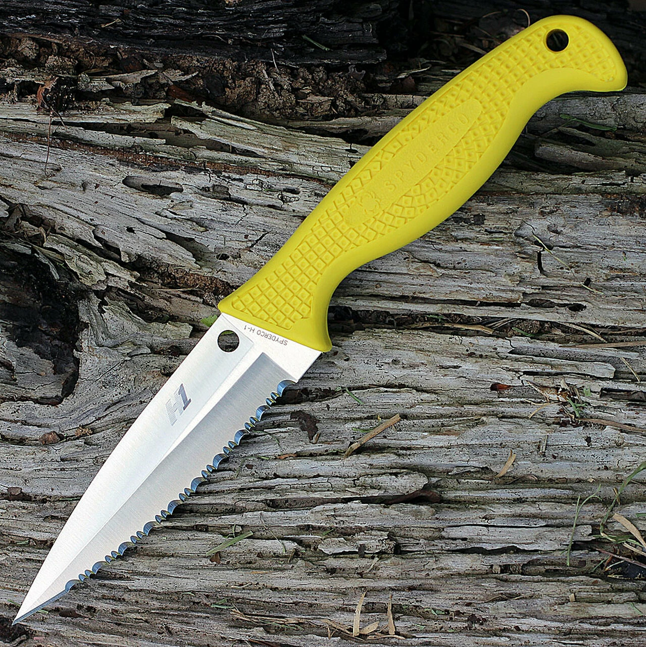 Spyderco Knives Spyderco FB40SYL Fish Hunter, 4.39" H-1 Serrated, Yellow FRN Handle 1 Spyderco Knives Spyderco FB40SYL Fish Hunter, 4.39" H-1 Serrated, Yellow FRN Handle