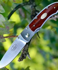 Fallkniven P Framelock Folding knife, 3" 3G Satin Blade, Desert Wood Ironwood Handle, Nylon Sheath