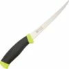 Mora 155 Fishing Comfort Fillet, 6" Stainless Plain Blade, Black/Yellow Rubber Handle