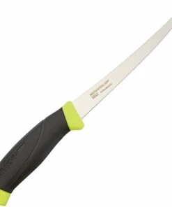 Mora 155 Fishing Comfort Fillet, 6" Stainless Plain Blade, Black/Yellow Rubber Handle