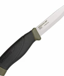 Mora Companion Heavy Duty, 4" Carbon Steel Plain Blade, Black/Green Rubber Handle
