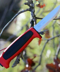 Mora Basic 511, 3.5" Carbon Steel Plain Blade, Black/Red Polypropylene Handle