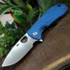 Honey Badger Knives Large Flipper HB1004, 3.63" 8Cr13MoV Satin Drop Point Plain Blade, Blue FRN Handle