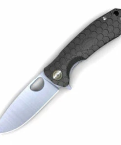 Honey Badger Knives Large D2 Flipper HB1008, 3.63" D2 Satin Drop Point Plain Blade, Black FRN Handle