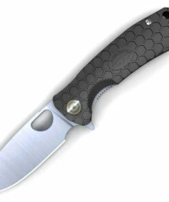 Honey Badger Knives Medium Flipper HB1011, 3.19" 8Cr13MoV Satin Drop Point Plain Blade, Black FRN Handle
