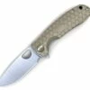 Honey Badger Knives Medium Flipper HB1012, 3.19" 8Cr13MoV Satin Drop Point Plain Blade, Tan FRN Handle