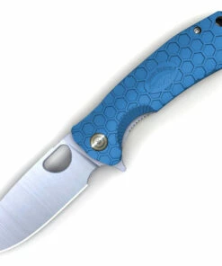 Honey Badger Knives Medium Flipper HB1017, 3.19" 8Cr13MoV Satin Drop Point Plain Blade, Blue FRN Handle