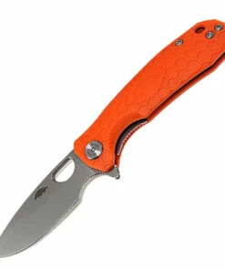 Honey Badger Knives Medium Flipper HB1019, 3.19" 8CR13MoV Satin Drop Point Plain Blade, Orange FRN Handle