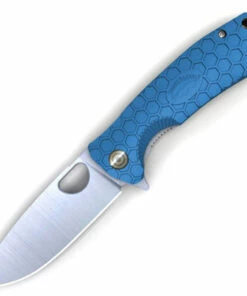 Honey Badger Knives Large D2 Flipper HB1020, 3.63" D2 Satin Drop Point Plain Blade, Blue FRN Handle