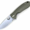 Honey Badger Knives Small Flipper HB1023, 2.81" 8Cr13MoV Satin Drop Point Plain Blade, Green FRN Handle